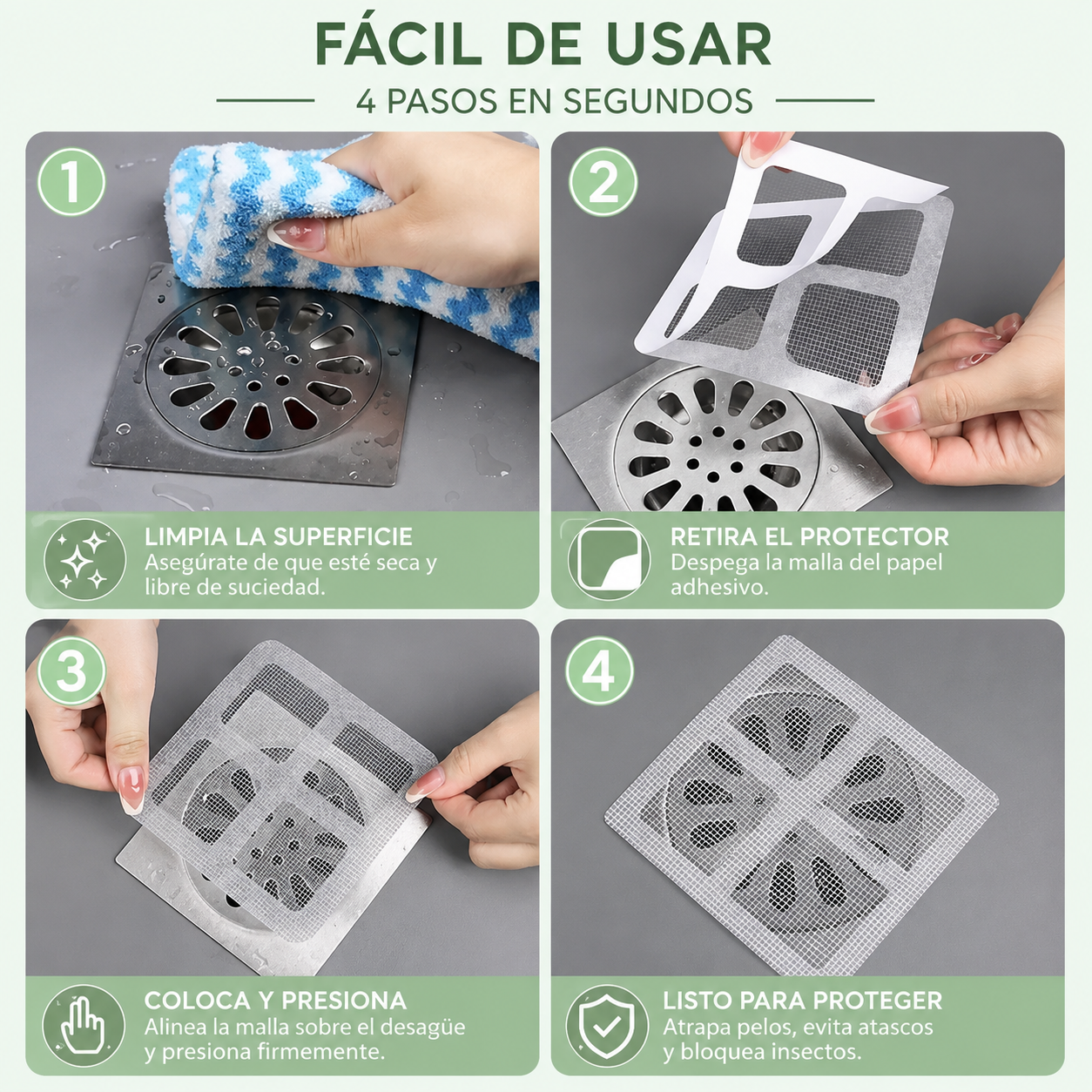 Atrapa pelos e insectos para el desagüe