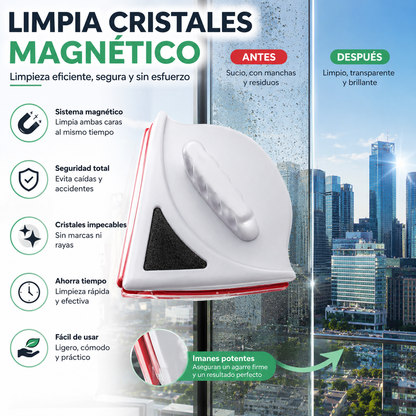 Limpia Cristales Magnético + 2 Recambios GRATIS