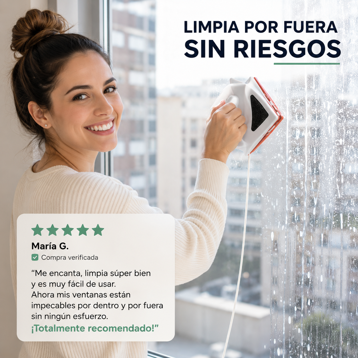 Limpia Cristales Magnético + 2 Recambios GRATIS