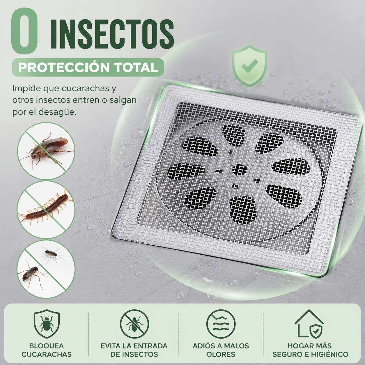 Atrapa pelos e insectos para el desagüe