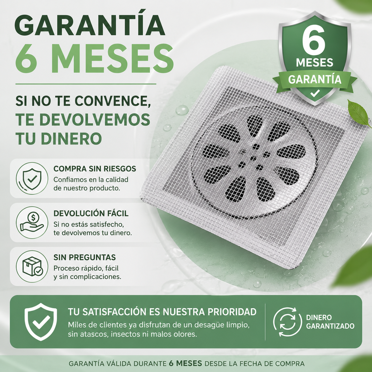Atrapa pelos e insectos para el desagüe