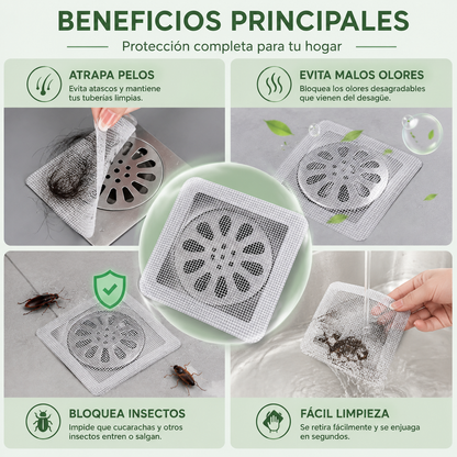 Atrapa pelos e insectos para el desagüe